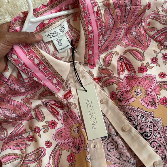 Rachael Roy Pink Paisley Button Up Blouse - Picture 12 of 12